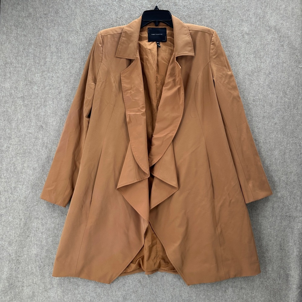 Robert Rodriguez Womens Camel Peacoat Draped Open Waterfall Trench Coat MED